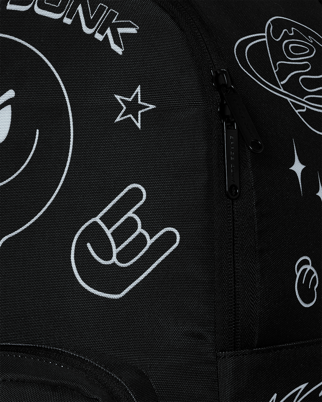 SPACE JUNK BW MINIMALIST LINEART BACKPACK